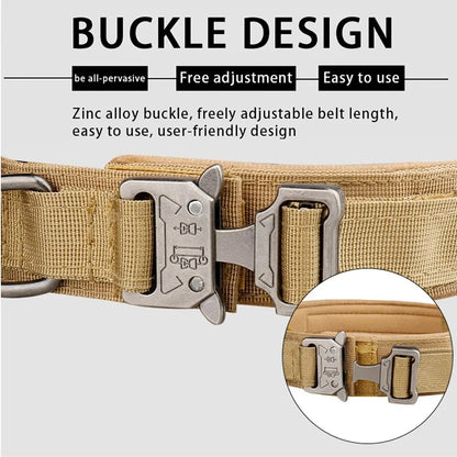 Outdoor Tactical Nylon Dog Collar with Metal Buckle – Breathable Training Collar for Medium & Large Dogs