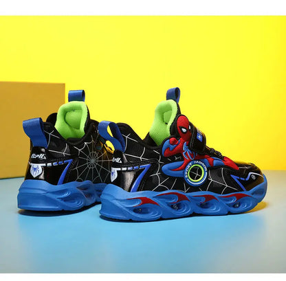 Disney Boys LED Shoes – Cartoon Sports Sneakers with Non-Slip Leather, Size 25-35, Perfect for Running
