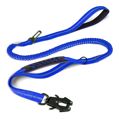 Reflective Shock Absorbing Bungee Dog Leash with Car Seatbelt – Heavy Duty No-Pull Leash for Large Dogs