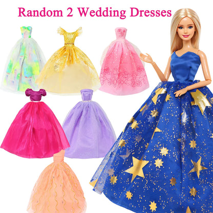 50pcs Handmade Doll Clothes Set – 11.5" Dolls, Evening Gowns, Bikinis, Mini Dresses & 31 Accessories with Hangers, Kids Toy