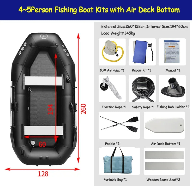 Professional Inflatable Dinghy Raft – Tear-Resistant Foldable Rowing Boat for Adults, Kayak, Canoe & Fishing