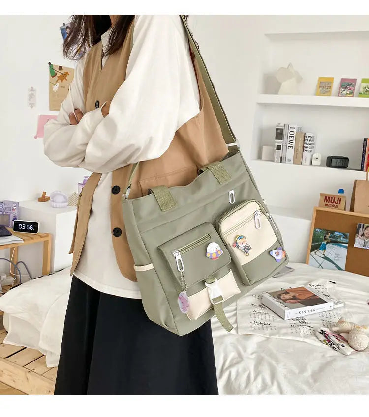 Waterproof Canvas Women’s Handbag – Nylon Shoulder Tote, Oxford Crossbody Messenger Bag for Girls