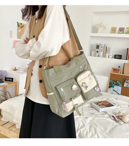 Waterproof Canvas Women’s Handbag – Nylon Shoulder Tote, Oxford Crossbody Messenger Bag for Girls