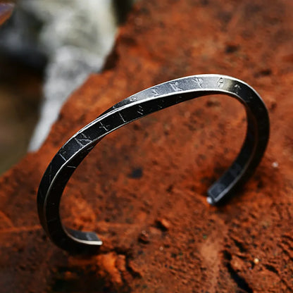 New Vintage 316L Stainless Steel Mobius Bangle - Fashion Nordic Vikings Letter Bracelet for Men, Party Jewelry Gifts