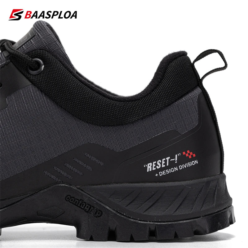 Baasploa Men's Waterproof Hiking Shoes – Anti-Skid, Wear-Resistant Outdoor Sneakers for Travel & Sports