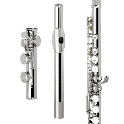 SLADE 16 Closed/Opened Hole C Key Professional Transverse Flute – Concert Musical Instrument with Box, Cleaning Cloth, Stick & Gloves