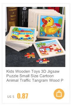 30PCS Montessori Wooden 3D Cartoon Animal Puzzle – Educational Jigsaw Board Game for Kids