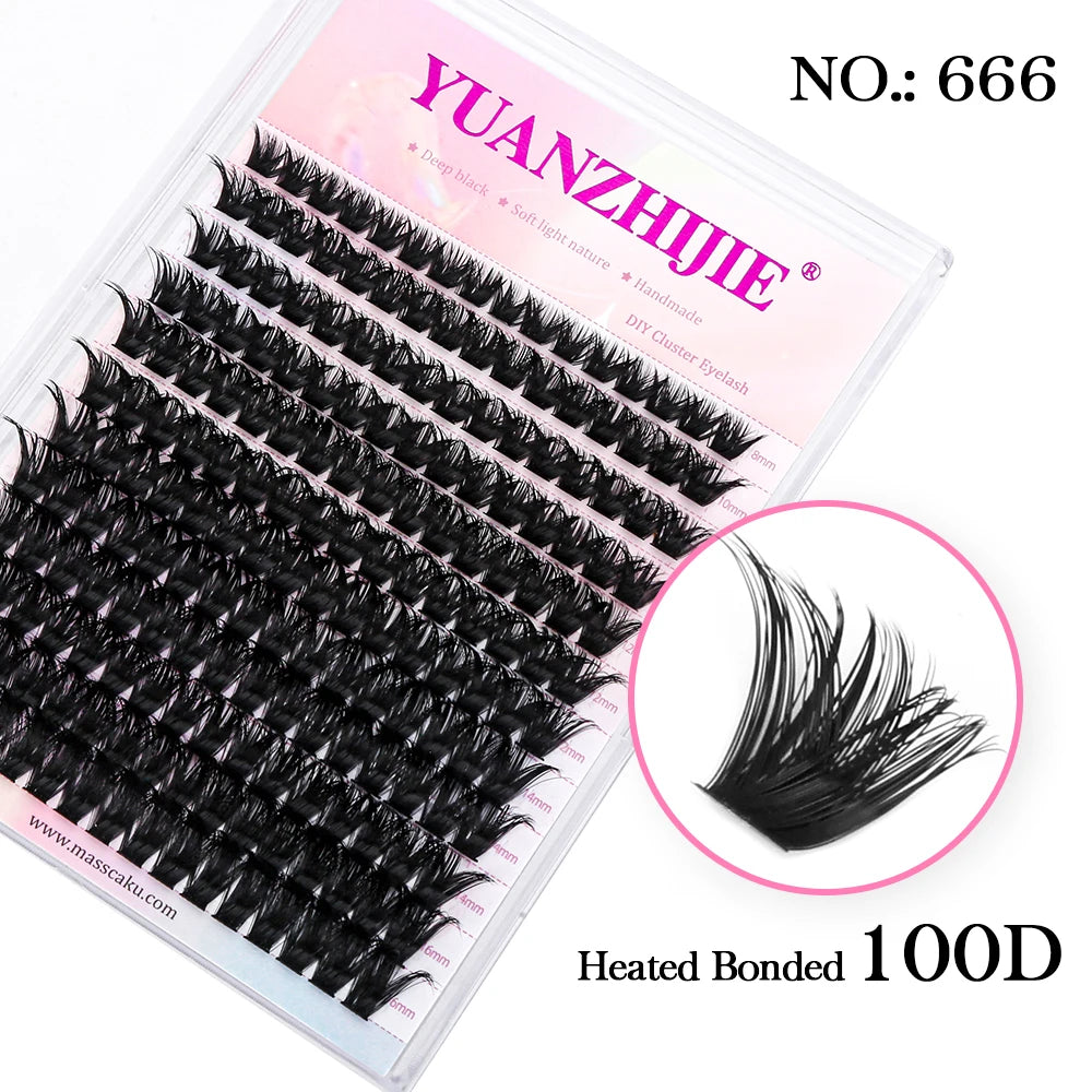 DIY 144 Cluster Lashes YUANZHIJIE – Natural C/D Curl Segmented Mink Individual Eyelash Extensions Kit for Home Makeup & Professional Volume Look (Free Shipping)