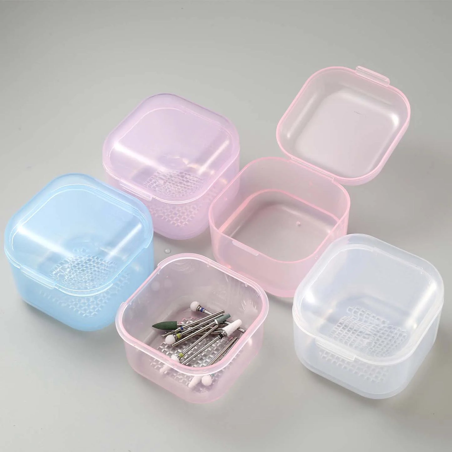 Nail Drill Bit Cleaning Box - Double-Layer Filtration Disinfection & Manicure Storage Case