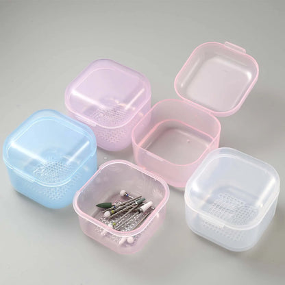 Nail Drill Bit Cleaning Box - Double-Layer Filtration Disinfection & Manicure Storage Case