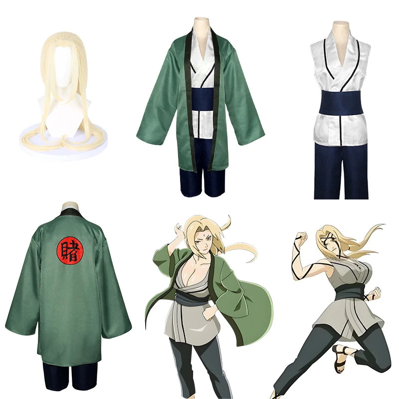Tsunade Cosplay Costume – Anime Kimono Outfit with Wig for Girls & Women, Perfect for Halloween, Christmas & Carnival