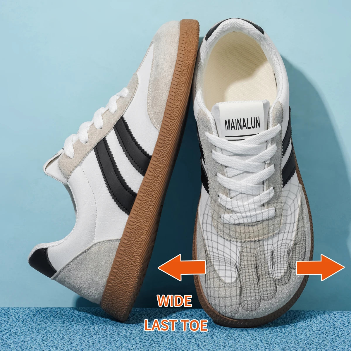 Men’s Wide Width Sneakers - Large Size PU Upper Low-Top Shoes for Work, Travel & Indoor/Outdoor Wear