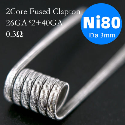 21-Pack PreMade 3mm Resistance Wire Coils — Jaw Clips, Springs, A1/SS316L/Ni80 for Vaping Builds
