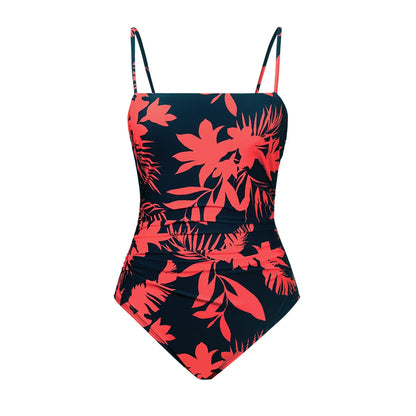 CUPSHE Leaf Print Square Neck One-Piece Swimsuit for Women – Sexy Backless Shirred Monokini Swimwear 2023 Beach Bathing Suit