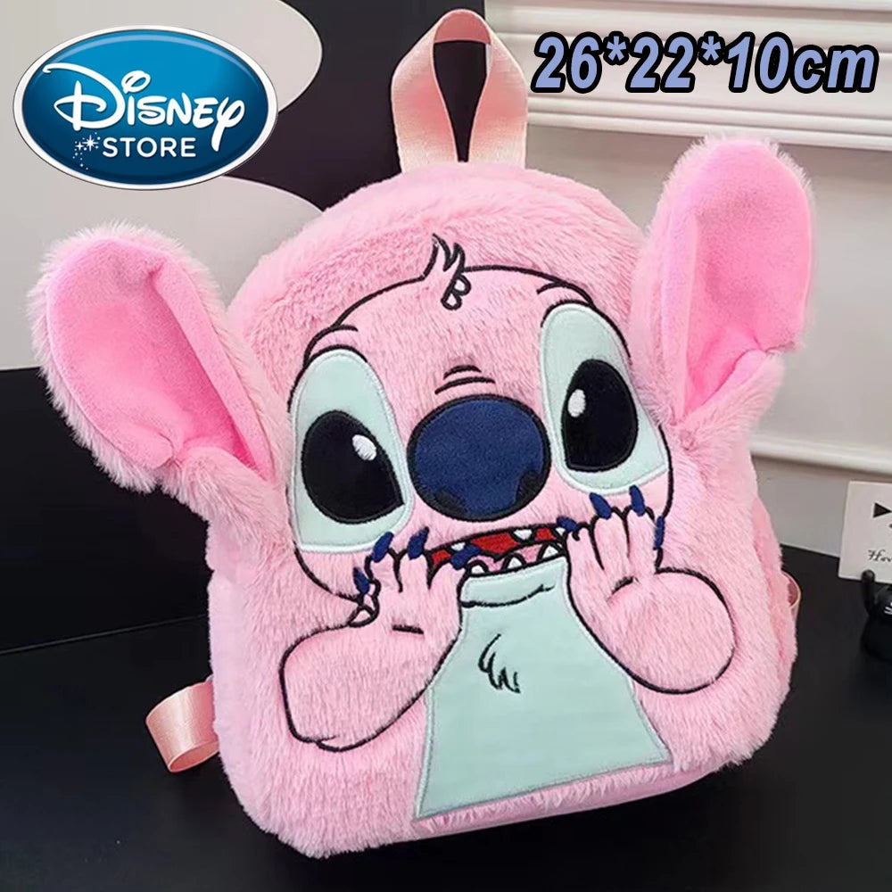Disney Blue Stitch Plush Backpack – Large-Capacity Cartoon Bag for Kids & Kindergarten Gift