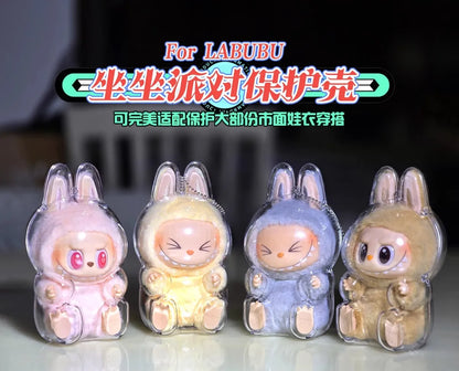 V1 V2 Labubu Protective Cover - 17cm Cotton Doll Sitting Bag, Transparent Dustproof Plush Doll Storage