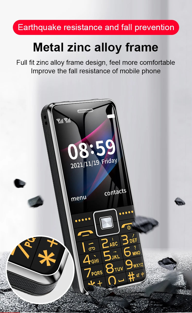 GSM 2G G600 BAR Phone – Dual SIM, 6800mAh Battery, SOS Button, 2.4" Screen, MP3 Recorder Mobile Cellphone for Seniors