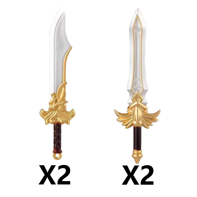 Medieval Figure Weapons Building Blocks Kit – King Sword, Lion Shield, Trident & Double-Edged Axe Battle Toy