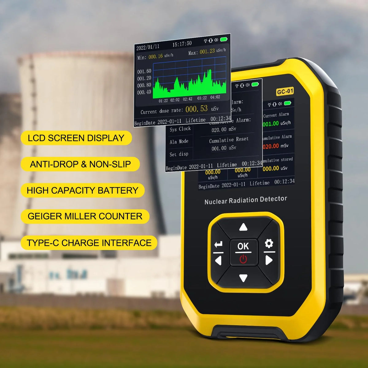 Geiger Counter Radiation Detector - Real-Time β, γ & X-Ray Radioactive Monitoring Meter