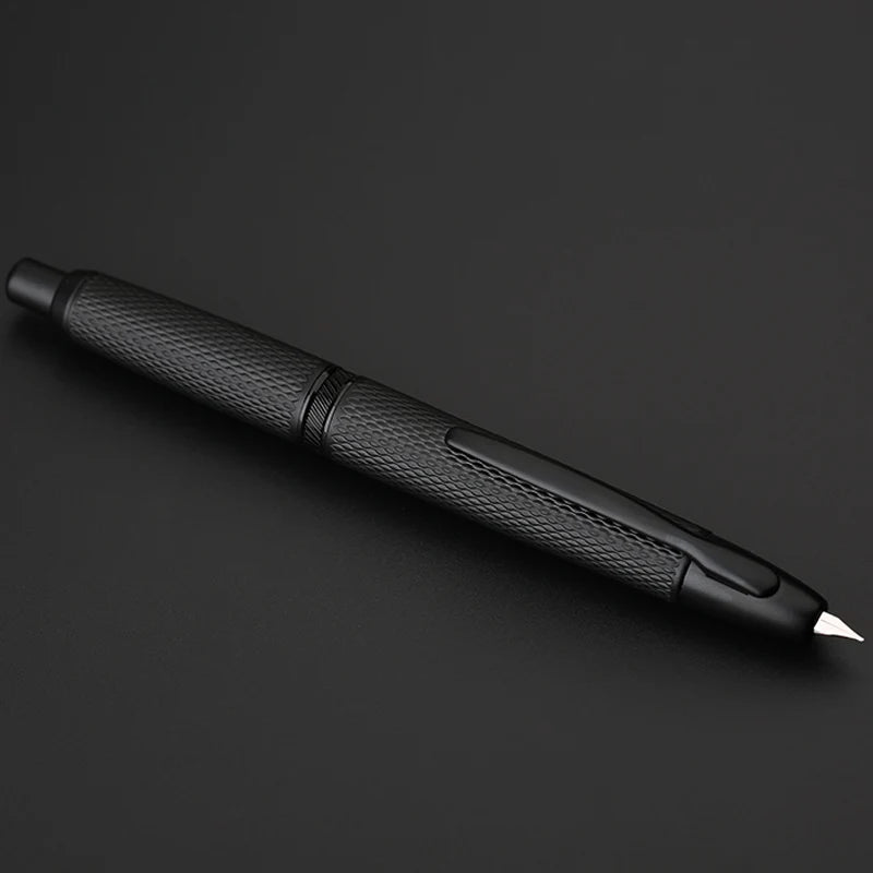 MAJOHN A1 Metal Engraved Fountain Pen: Press Fish Scale Design, Retractable with Clip/No Clip - Office and School Writing Gift