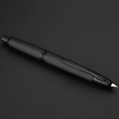 MAJOHN A1 Metal Engraved Fountain Pen: Press Fish Scale Design, Retractable with Clip/No Clip - Office and School Writing Gift