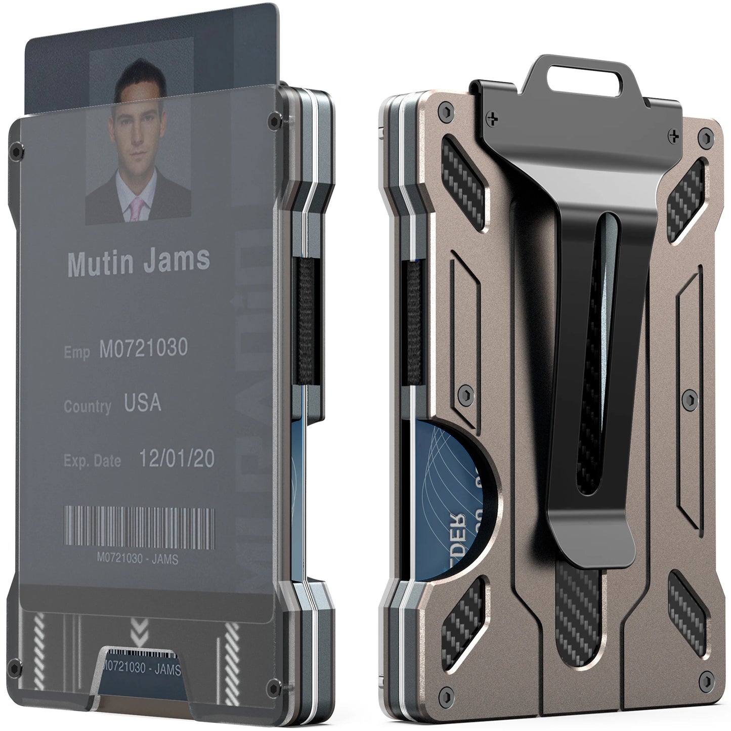 Slim RFID Blocking Metal Wallet for Men – Minimalist Aluminum Money Clip with Clear ID Holder, Holds Up to 15 Cards