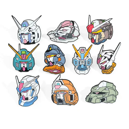 10-Piece Gundam Anime Enamel Brooch Set - Metal Mobile Suit Pins for Clothing, Backpacks and Collectible Gifts