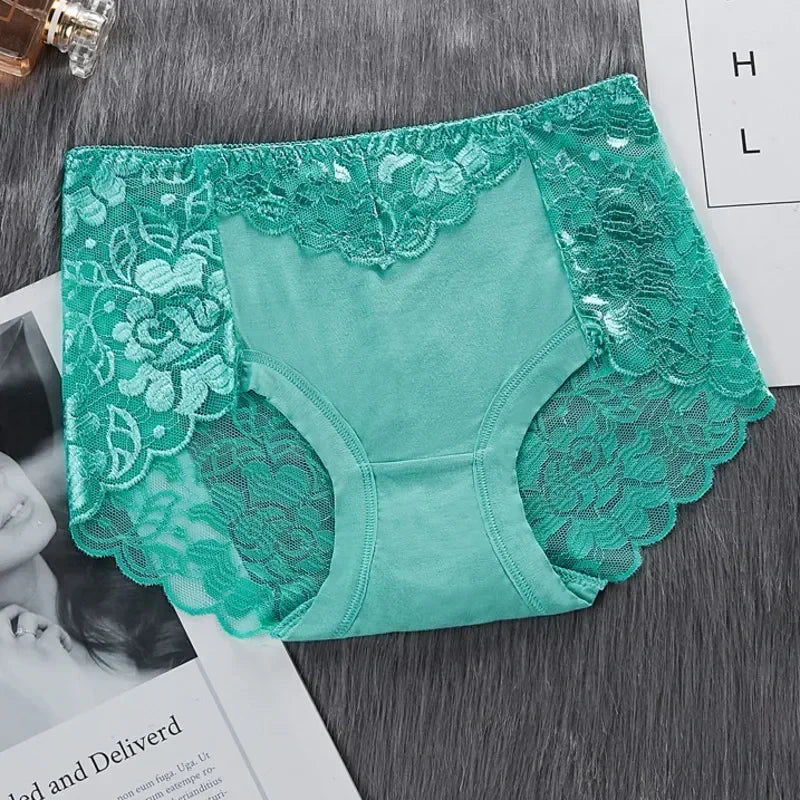 Women’s Cotton Lace Underwear Panties - Sexy Mid Waist Hollow Briefs with Hip Lift Comfort Fit Lingerie