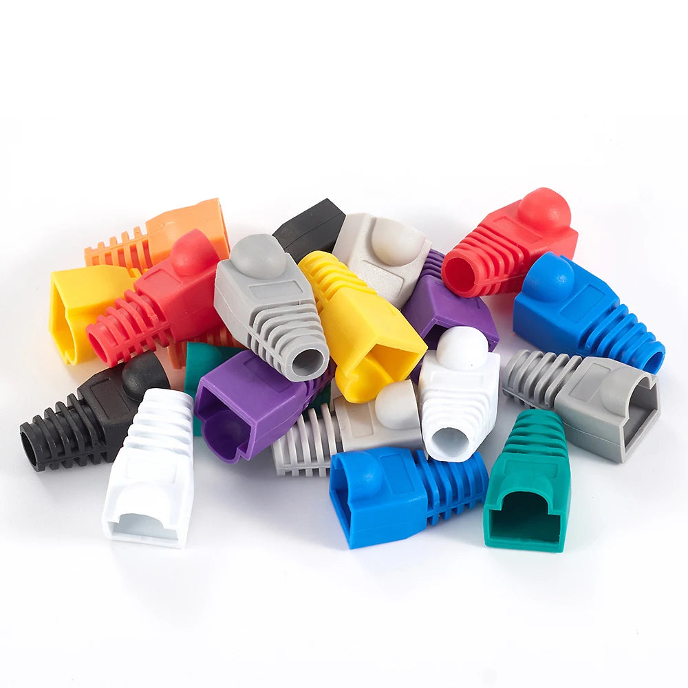 Mixed Color RJ45 Ethernet Cable Boots — Strain Relief Covers for CAT5E/CAT6 Connector Plugs