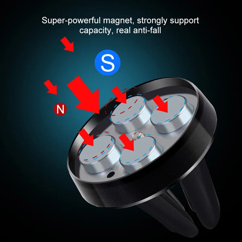 Universal Magnetic Car Phone Holder - Air Vent Mount Stand for iPhone, Samsung & Xiaomi Smartphones