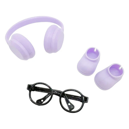 DIY Accessories for Labubu V1 V2 Shoes — Stylish Plastic Headphone Set & Plush Doll Decoration Gift (No Lenses)