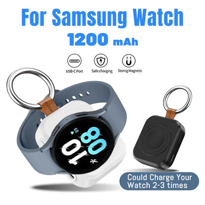 Magnetic USB-C Wireless Watch Charger - Portable Fast Charging Cable for Samsung Galaxy Watch 8, 8 Classic, Ultra, 5, 4 Pro, 4, 3 & Active