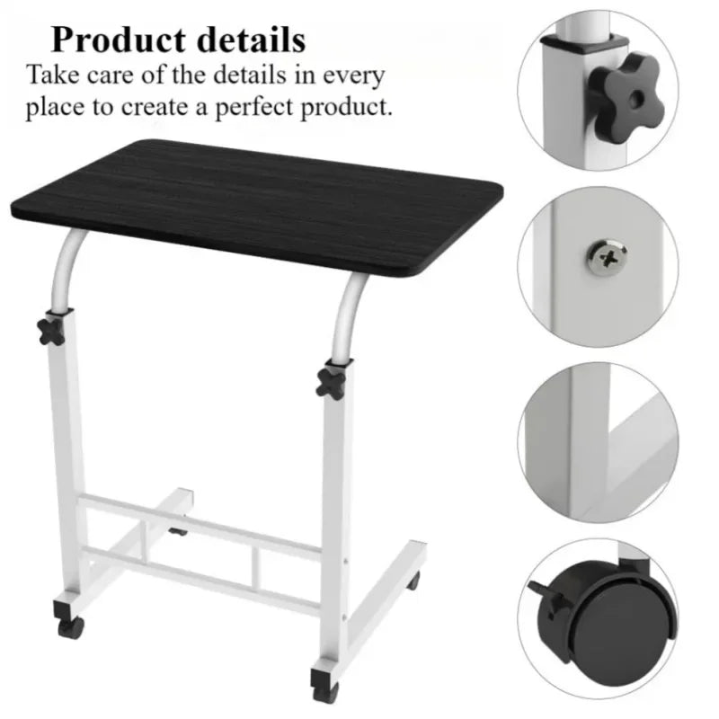 Portable Adjustable Height Desk with Wheels – Oversized Mobile Laptop Study Table for Dormitory, Home Office & Student Use