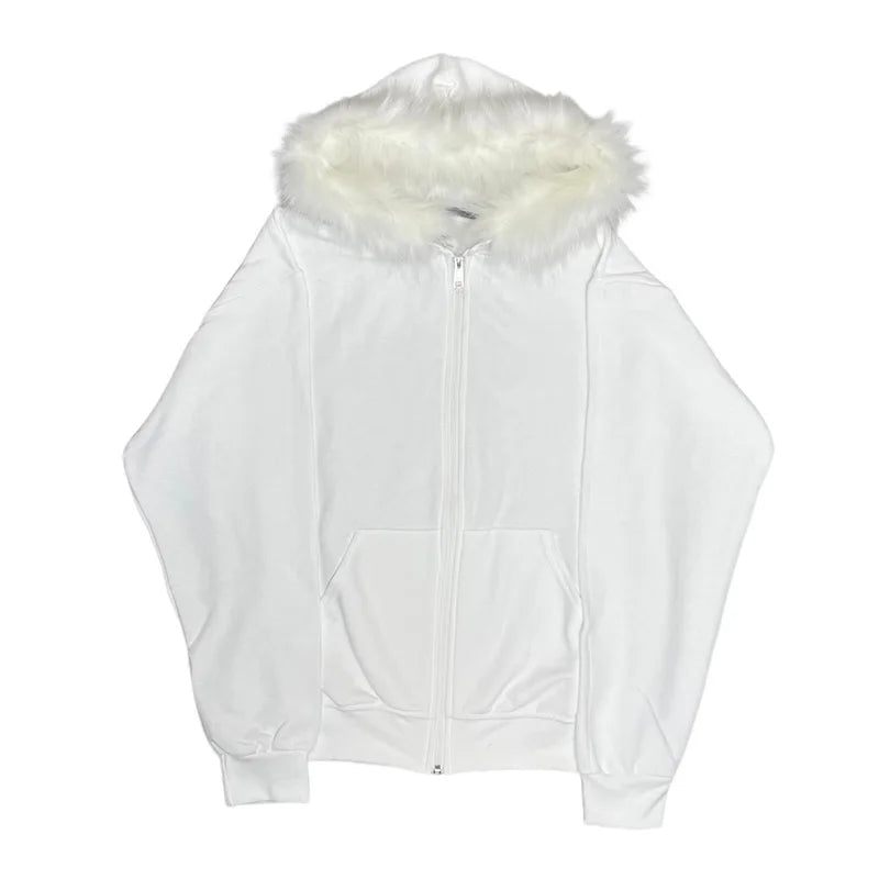 Streetwear Y2K Zip-Up Hoodie – Oversized Grunge Goth Graphic Print Retro Punk Hip Hop Sweatshirt