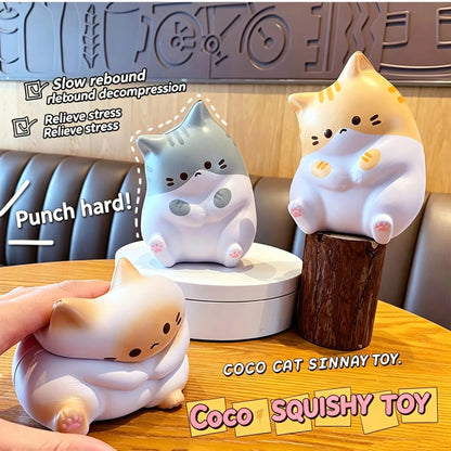 3-Piece Cute Cartoon Cat Squeeze Toy Set - Soft PU Slow-Rebound Fidget Toys for Stress Relief, Sensory Play, and Relaxation Gifts