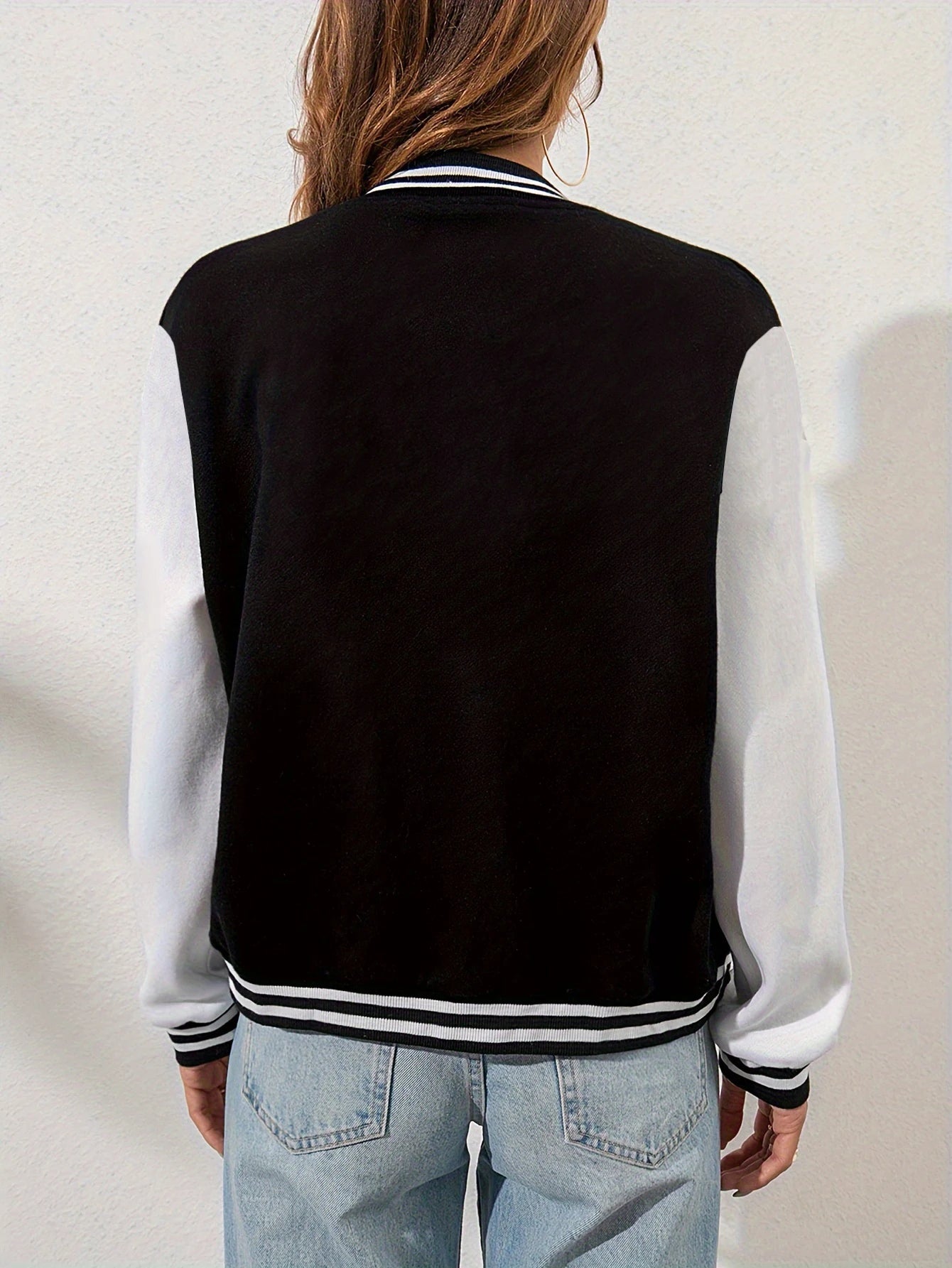 New York 23 Letter Print Women’s Harajuku Fleece Baseball Jacket – Vintage Button-Up Loose Streetwear Jersey Coat