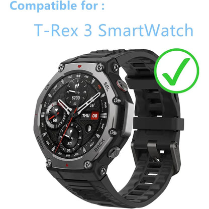 3-Pack Tempered Glass Screen Protectors for Huami Amazfit T-Rex 3 — Durable Protective Film for Smartwatch
