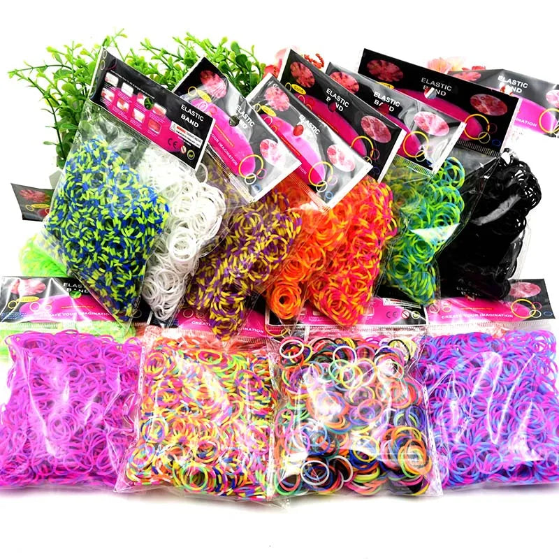NICE! 600pcs Rainbow Loom Rubber Bands – DIY Bracelet Making Kit for Kids, Hair Ties, Xmas Gift 2021