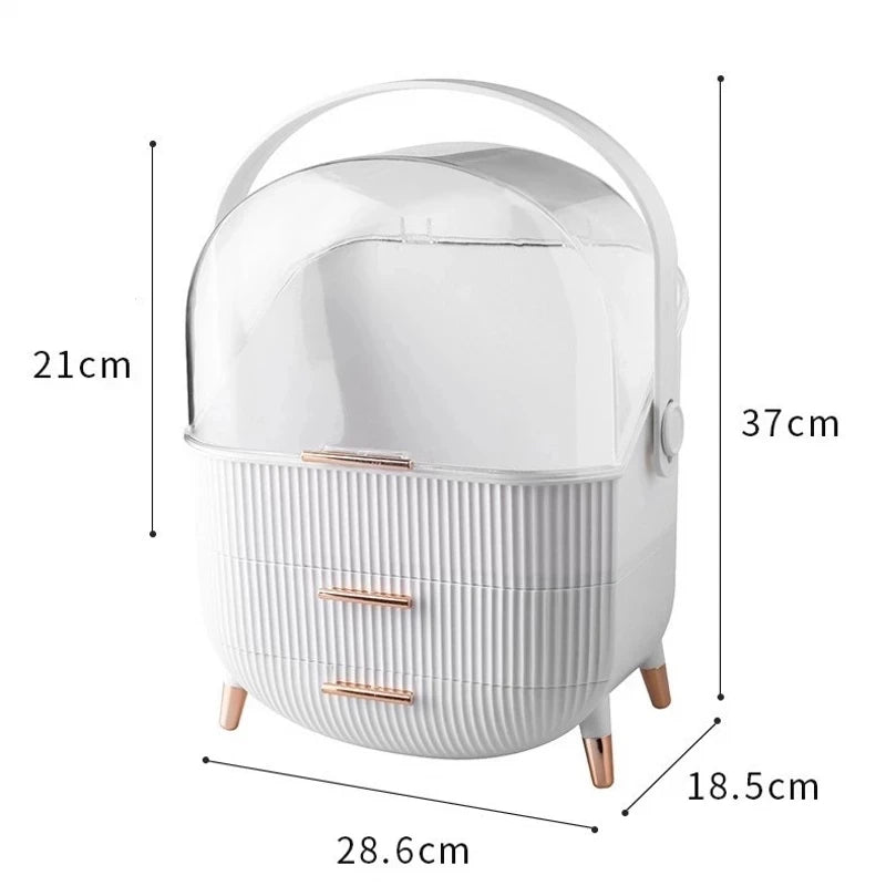 Cosmetic Storage Box - Large Capacity Waterproof Makeup & Skincare Organizer with Drawer