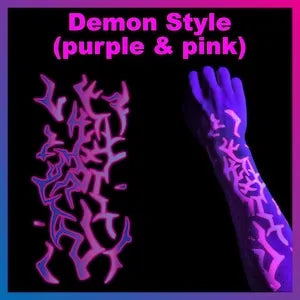 UV Glow Kpop Demon Hunters Temporary Tattoos — Rumi & Jinu Fluorescent Face & Body Art, Blacklight Party Cosplay Stickers for Fans