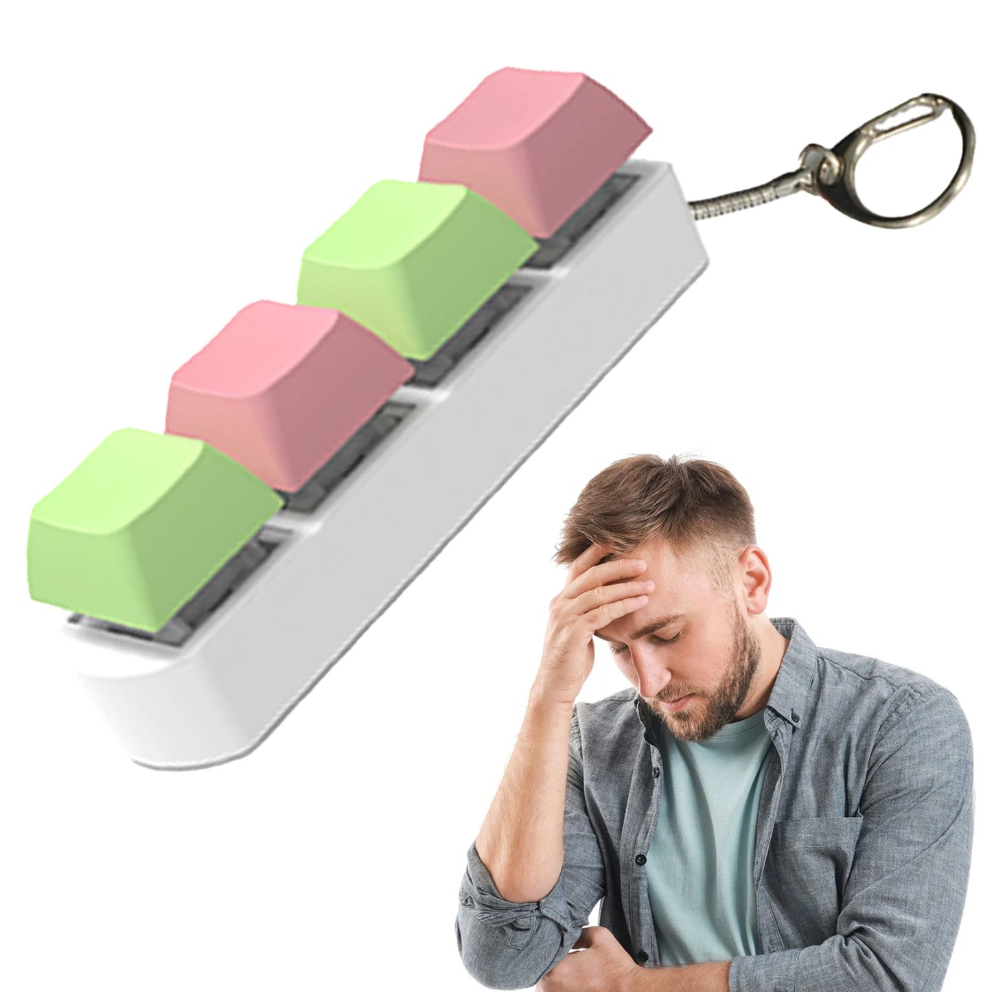 DIY Keyboard Key Toy - Stress Relief Fidget Button Keychain & Fidget Keycap Toy