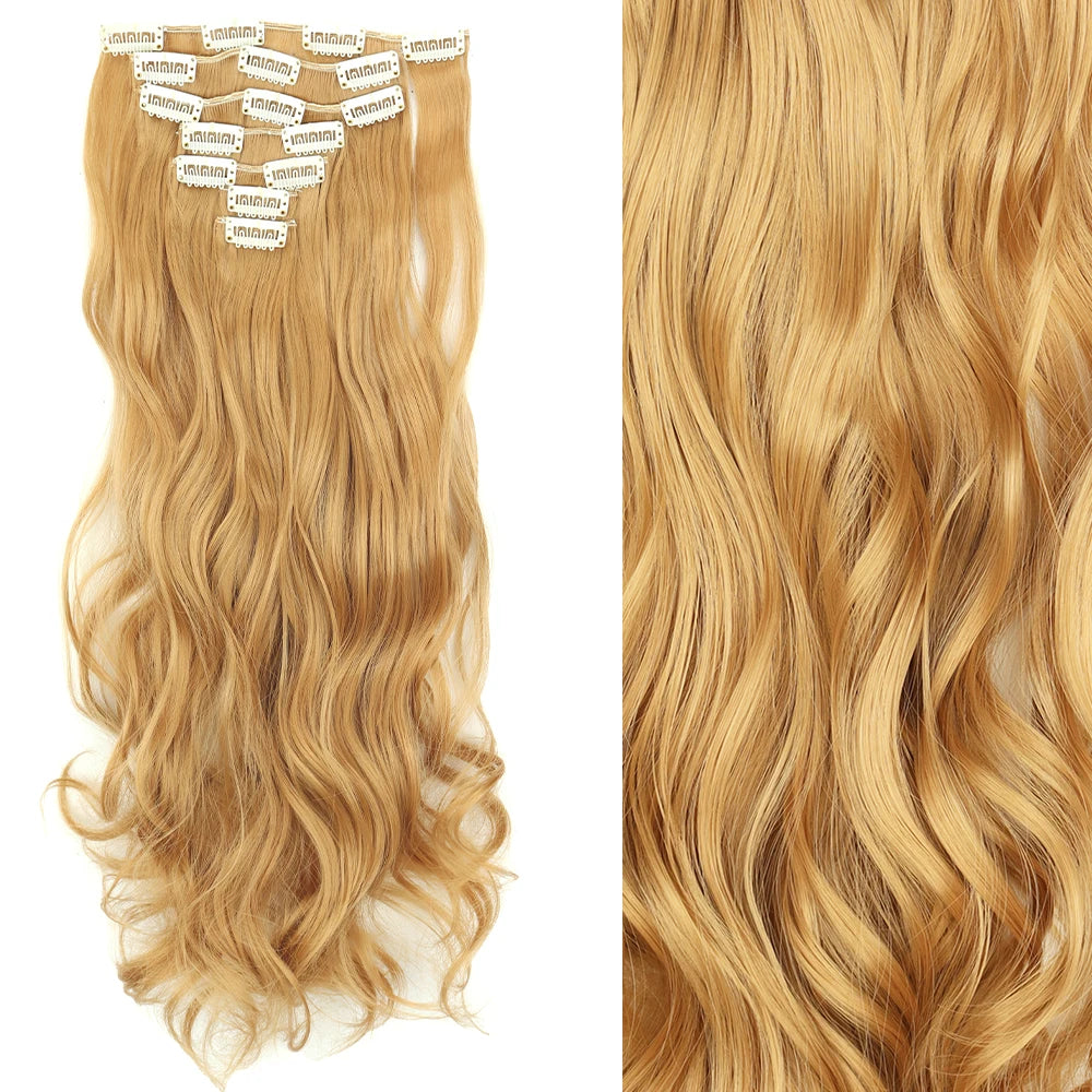 Women’s 7Pcs Hair Extensions with 16 Clips – Natural Black Straight Ombre Hairpiece