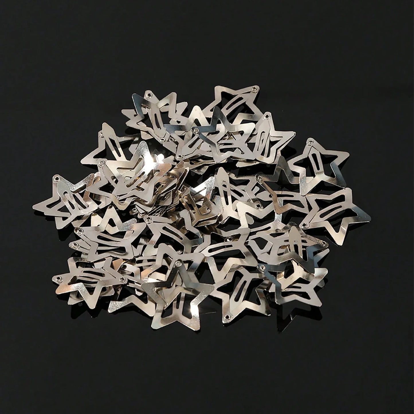Y2K Silver Star Hair Clips - Metal Snap Clip Barrettes & Sparkle Hairpins for Girls, 5–200pcs