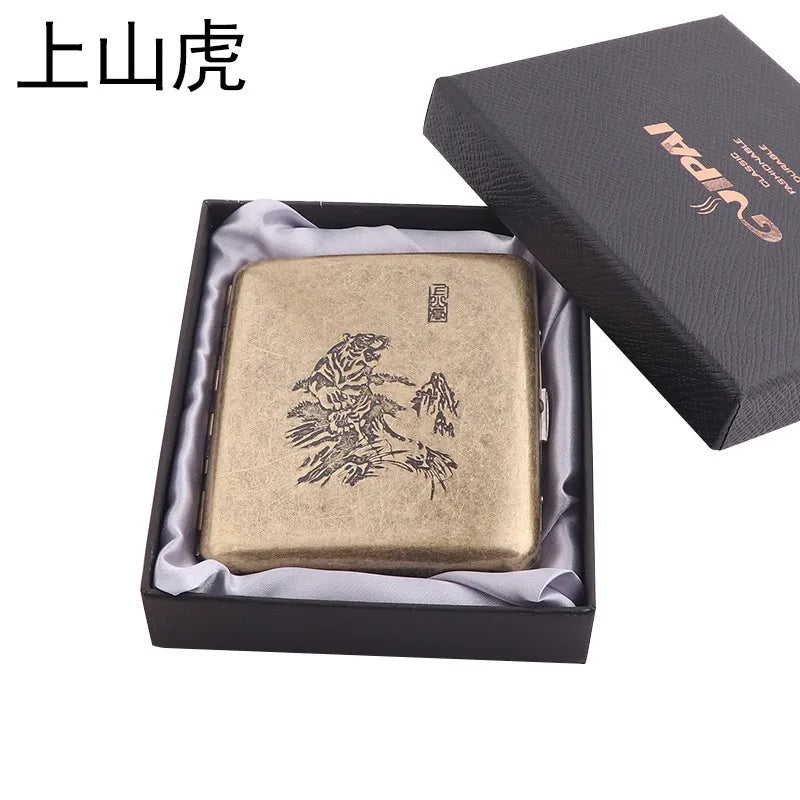 Retro Cigarette Case - Portable 20-Capacity Metal Cigarette Storage Box & Smoking Accessory