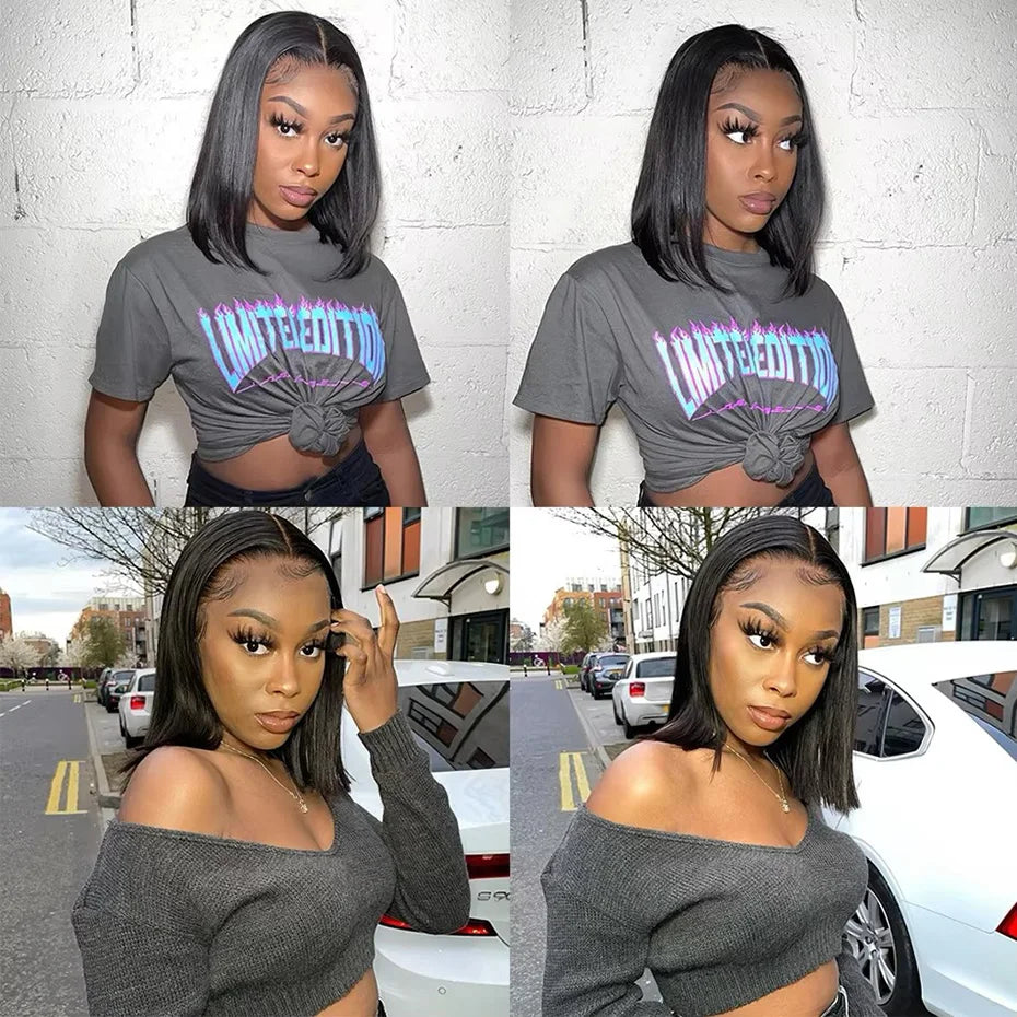 Raw Vietnamese Human Hair Lace Front Wig – 13x6 Bob, Straight Natural Black, 250% Density, 100% Human Hair