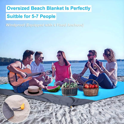Beach Blanket Sandproof & Waterproof - 200x210cm Lightweight Picnic Mat for Travel, Hiking & Sports