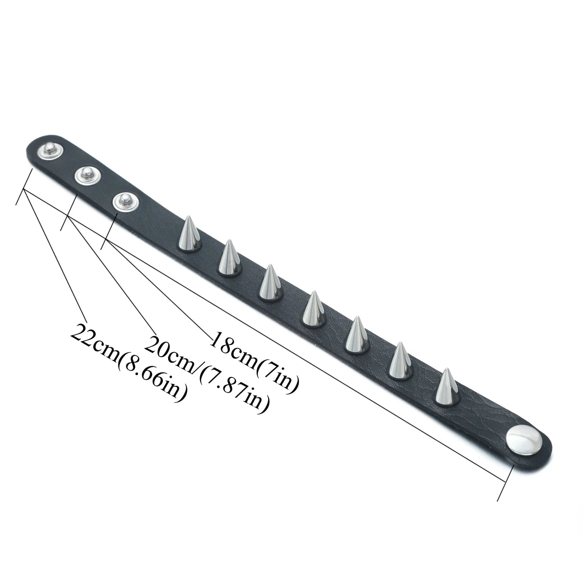 Spiked Black PU Leather Bracelet Set – Punk Rock Metal Wristband for Men, Goth Bangle Accessories