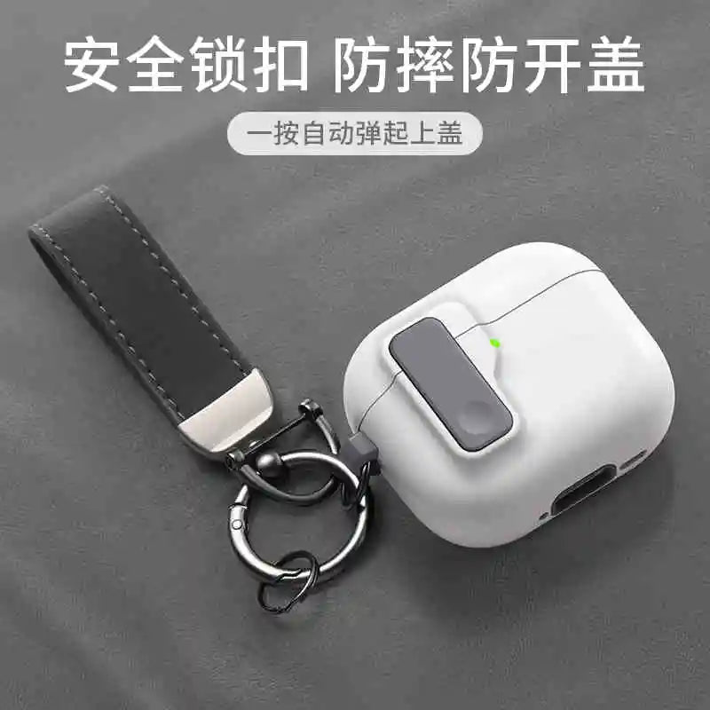2024 New Hard Hybrid Protector Case for AirPods 4 (USB-C) — Magnetic Lid Lock Luxury Cover for Apple AirPods 4