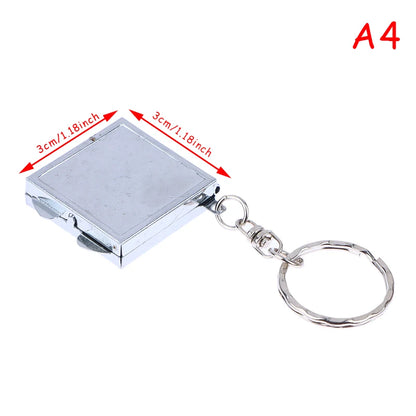 Double-Sided Folding Makeup Mirror - Round, Heart, Oval & Square Metal Keychain Cosmetic Mirror