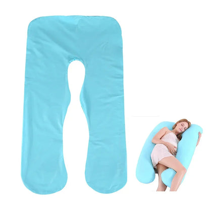 Cotton Maternity U-Shaped Body Pillow Case – 140/150cm Removable & Washable Cover for Pregnancy Support